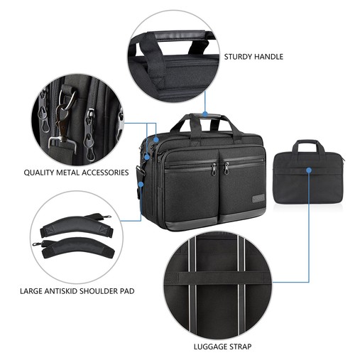 Sacoche pour ordinateur portable élégante mallette pour ordinateur portable pouvant accueillir jusqu'à 17,3 pouces extensible - Photo 5/5