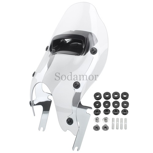 17.3" x 15.7" Clear Windshield Wind Deflector w/Mount Kit For Harley Road King - Picture 15 of 24