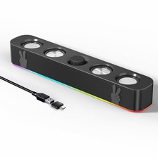 USB Computer Speakers,Wired USB-Powered Bluetooth Computer Sound Bar with RGB
