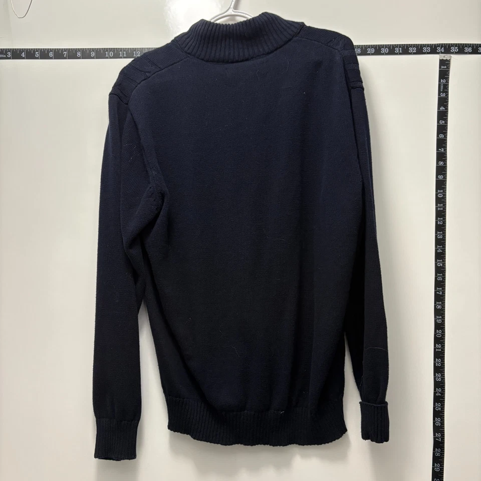 Suéter tejido con cable con cremallera 1/4 azul marino Polo Assn cuello forrado Sherpa para hombre talla L Foto 4 de 4