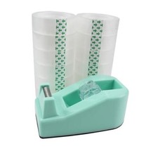 Desktop Tape Dispenser,1 Pack Tape Dispensers with 12Rolls Transparent Green