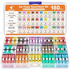 180Pcs Fuse Kit,60 Mini Car Fuses Assortment +60 Standard Blade Automotive Fuses