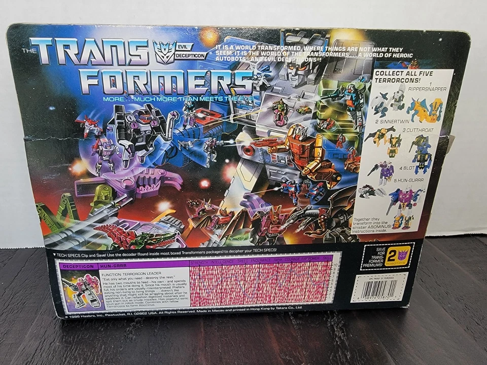 Hun-Gurrr G1 Transformers 1987 Hasbro Vintage NEW SEALED AFA Abominus - Image 3 of 4