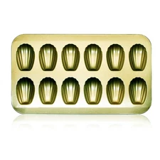 12 Cup Nonstick Madeleine Pan Shell Shape Baking Mold Tray Golden