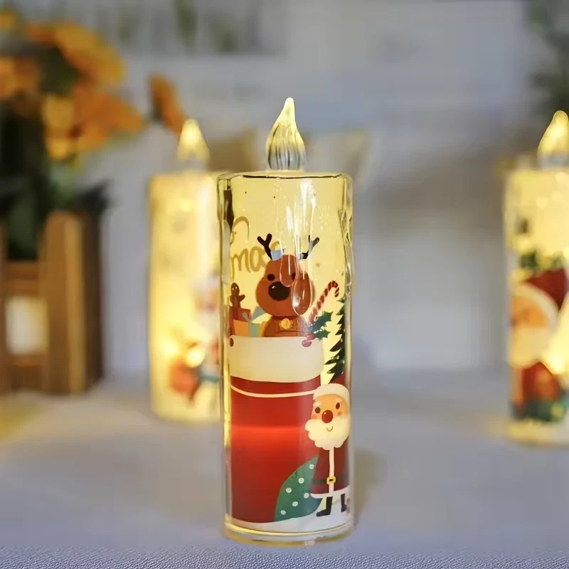 4 Christmas LED Candles, Flameless Flickering Electronic Tea Lights Home Decor - Image 4 of 4