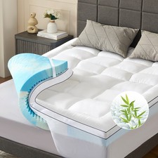 Queen Size Memory Foam Mattress Topper 4" 2 in 1 Dual-Layer Cooling CertiPUR US