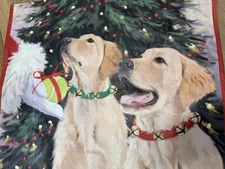 NEW CHRISTMAS Tote Bag  20" X 18" X 8" SANTA TENNIS BALL to GOLDEN RETRIEVERS