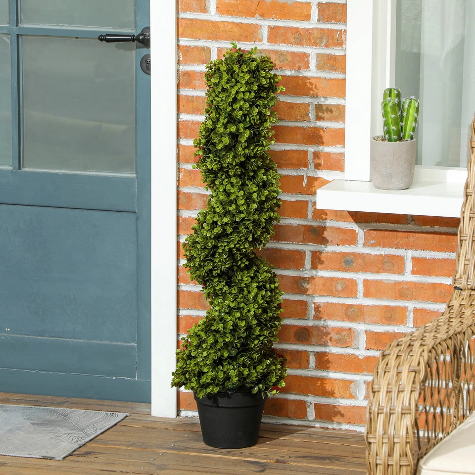 HOMCOM Pianta Finta Eucalipto a Spirale con Vaso per Casa ed Esterno Alta 90 cm - Immagine 3 di 4