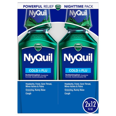#ad #ad Vick NyQuil Cough Cold and Flu Nighttime Relief 12 Fl Oz Pack of 2 $35.99