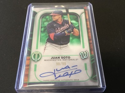 Topps 2022 Tribute Autographs Juan Soto Green Auto #TA-JS 90/99 Nationals
