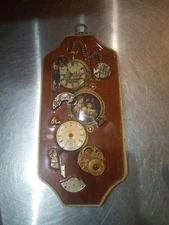 Mixed Media Art Collage Home Office Decor Plaque Laminated 3D Clock Parts 