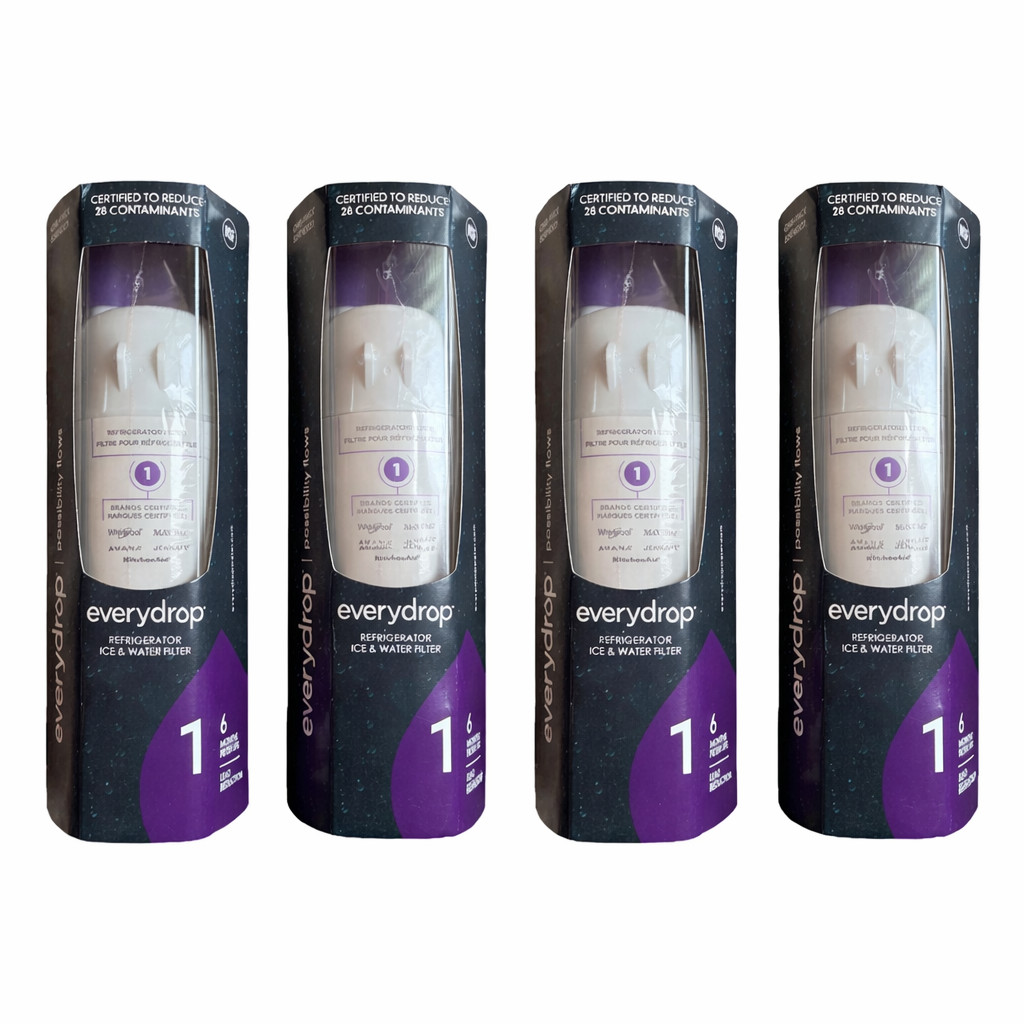 4 Pack EveryDrop by Whirlpool Refrigerator Water Filter 1 EDR1RXD1 Ice & Water