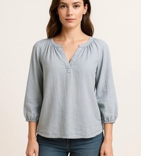 Max Studio Blouse Shirt Women Peasent Boho Be...