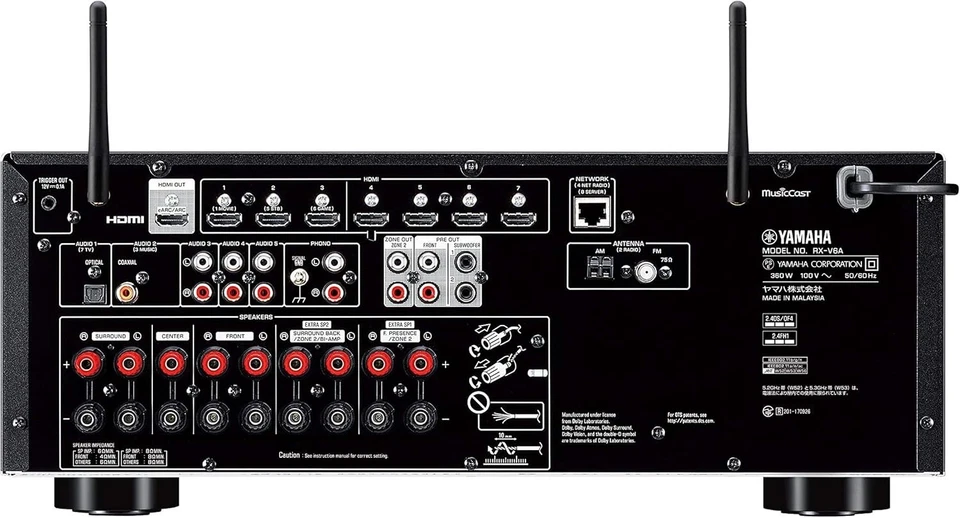 YAMAHA RX-V6A AV Receiver 7.1ch Channel Dolby Atmos DTS X 4K 120Hz AC100V Black - Image 4 of 4