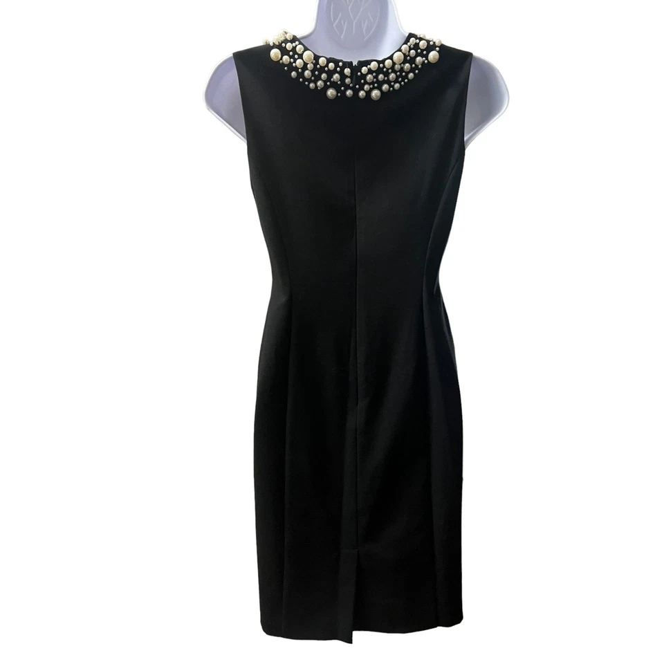Calvin Klein Pearl Embellished Black Sleeveless Dress Women's Size 0P Petite - Image 4 of 4