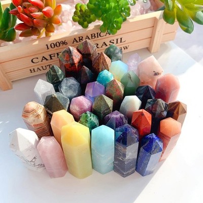 Crystal Point Prism Quartz Tower   36 Colors Natural Stone Home Decor Wand