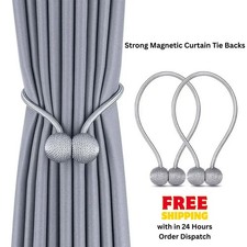 2x Strong Magnetic Curtain Tie Backs Ball Clips Buckle Weave Rope Holdbacks Hook