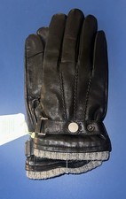 Warmei Sheepskin Leather Gloves Cashmere Wool Women  s Black/Grey Size 9 Large