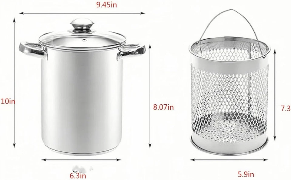 Pentola per Asparagi, in Acciaio Inox, Con Cestello E Coperchio, 16 Cm, 4 L - Immagine 2 di 4