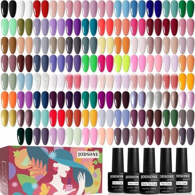 JODSONE 100 PCS (5 ml each) Gel Nail Polish Kit No Wipe Soak off Base Coat and M