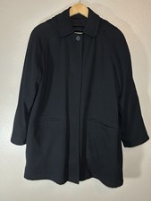 London Fog Black Trench Style Hidden Button Coat w Hood Detachable Inner Layer M