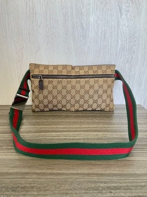 GUCCI GG Canvas Sherry Line Waist Pouch Shoulder Bum Bag Belt Bag