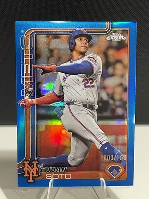 Juan Soto 2025 Topps Chrome #200 True Blue 003/150 New York Mets