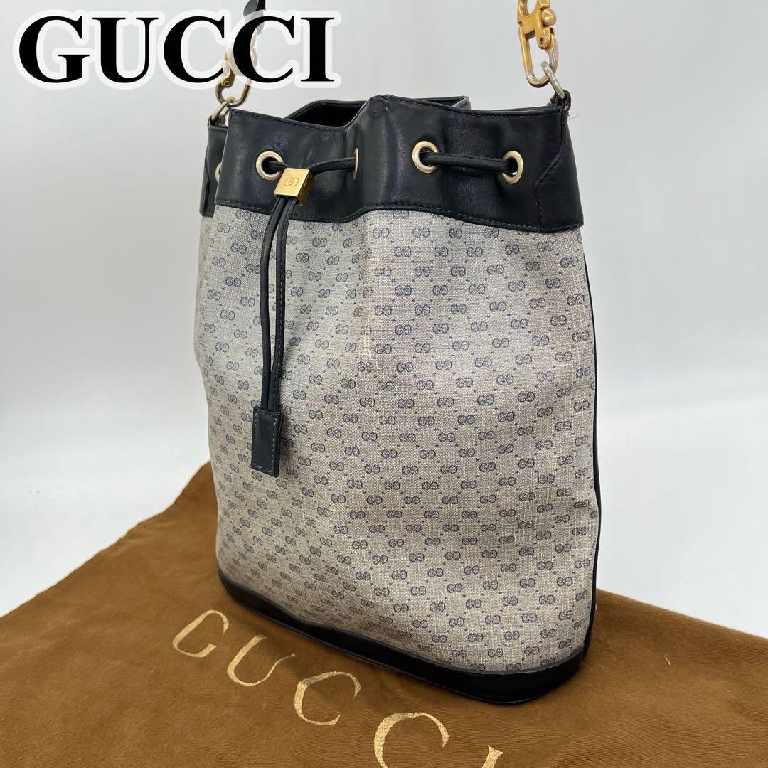 Gucci GG Interlocking Drawstring Shoulder Bag Micro Pattern
