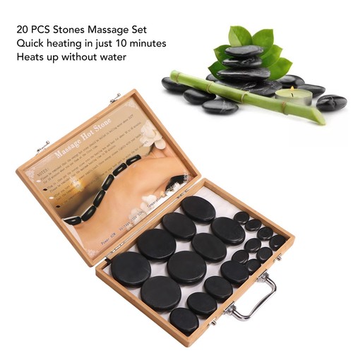 20 PCS Heated Basalt Rocks Fast Heating Round Massage Stones With Bamboo Box EUJ - Picture 6 of 24