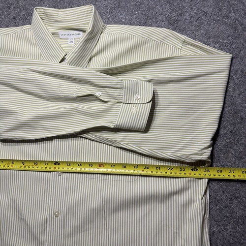 Cutter and Buck Dress Shirt XL/TG Green/White Stripes Long Sleeves Button Down - Picture 5 of 10