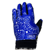 Blue Paisley Live Fast Motorcycle Gloves
