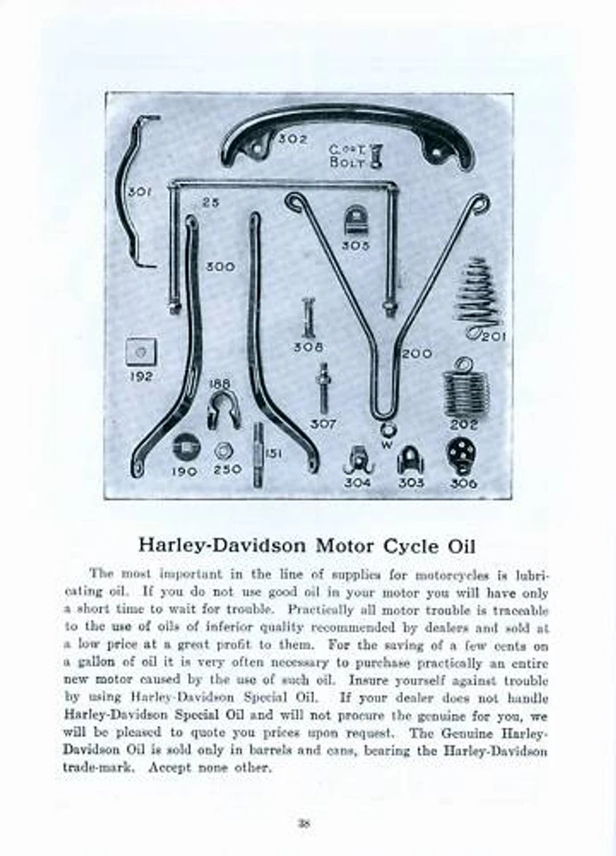 LISTA DE PIEZAS HARLEY DAVIDSON 1913 MODELOS 9A,9B,9E y 8E - reproducción antigua Foto 4 de 4