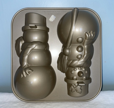 Nordic Ware Snowman 3D Cake Pan 2.6L 10 Cups Heavy Cast Aluminum Baking Mold USA