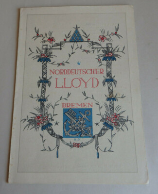 Norddeutscher Lloyd Speisekarte ''Seydlitz'' 1929 (73857)