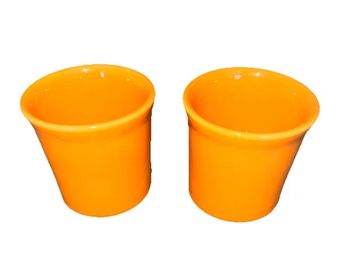Mugs Fiesta Ware Persimmon Orange Ring Handle Homer Laughlin HLC USA Set Of 2