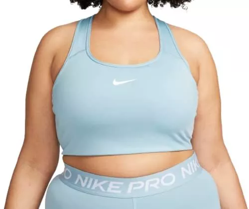 Nike Dri-FIT Swoosh Women's Medium-Support Padded Sports Bra Plus Size Blue/W