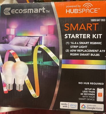 Hunspace Ecosmart (tm) Smart Starter Kit No Hub Required 2 Bulbs A19 16.4 Light