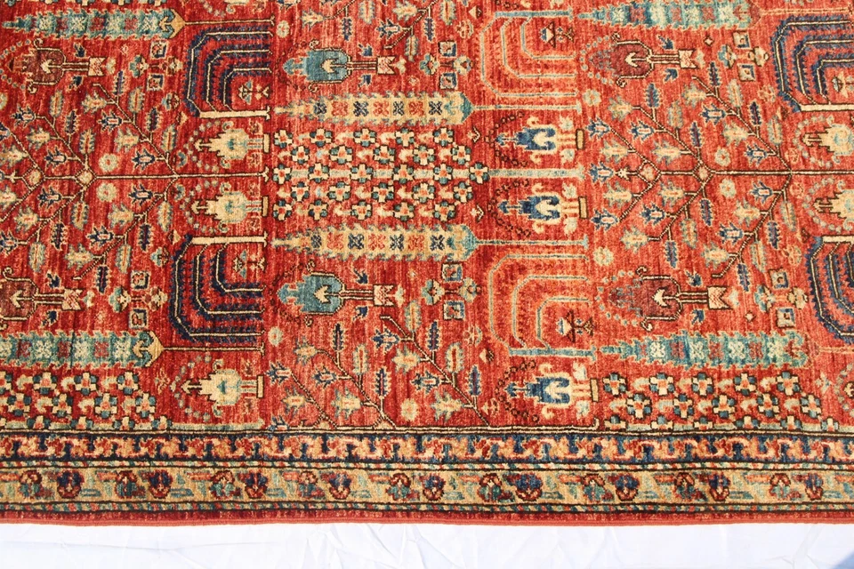 3x5 Ft Red Oriental Area Rug Afghan Hand Knotted Veg Dye Wool Small Area Rug - Image 3 of 4