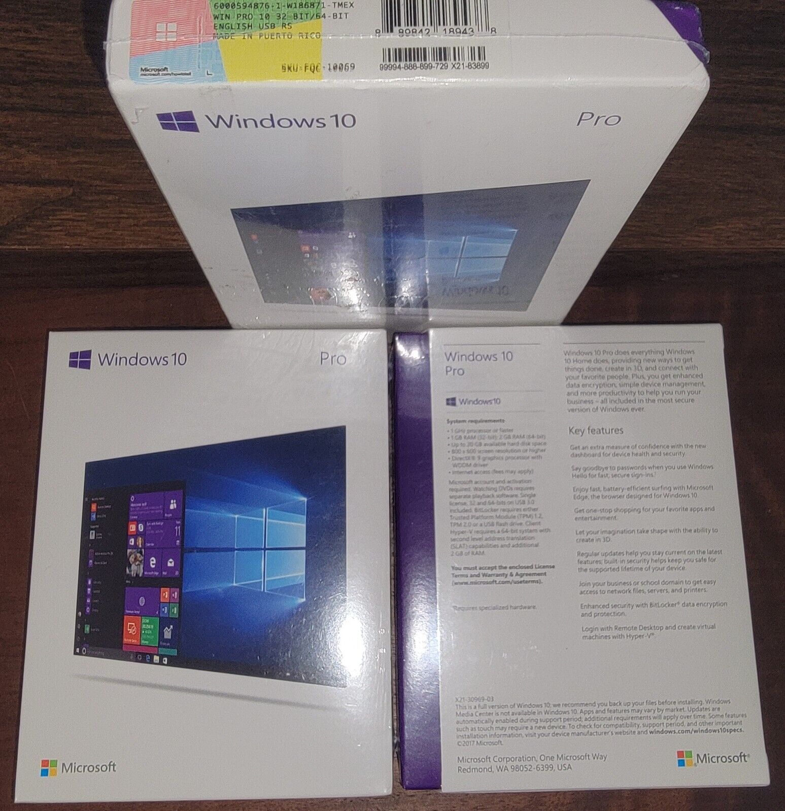 udstilling Derive optager Microsoft Windows 10 Professional,SKU FQC-10069,Sealed Box,32-bit,64-bit,USB  3 889842189438 | eBay