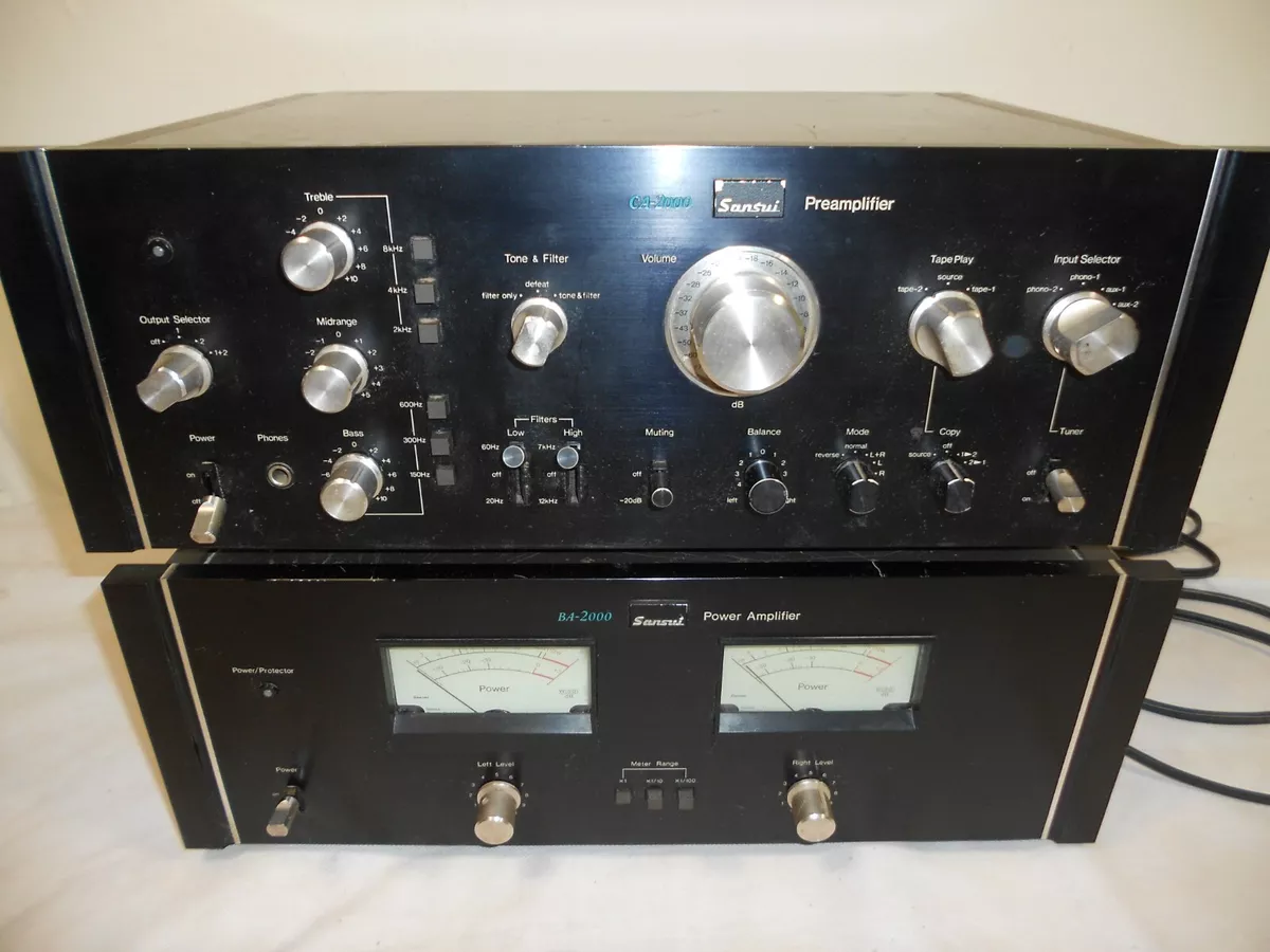 Pair SANSUI BA-2000 & CA-2000 Stereo Power Amplifier Vintage Japan BENCH  TESTED!