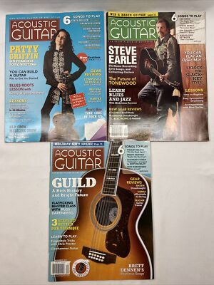 LOT of 3 ACOUSTIC GUITAR Magazines 2007 Patty Griffin￼ Steve Earle Guild￼