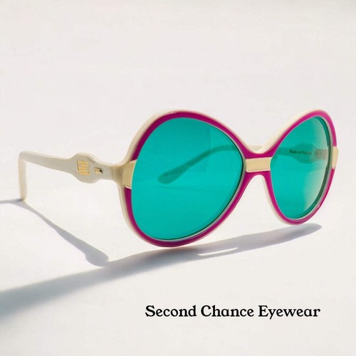 Vintage 1970s Emilio Pucci Sunglasses-Pearl White, Lavender Accents-Green Lenses