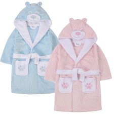 Baby Girl Boy Nightwear Bathtime Novelty Dressing Gown Bath Robe Teddy Ears Paw
