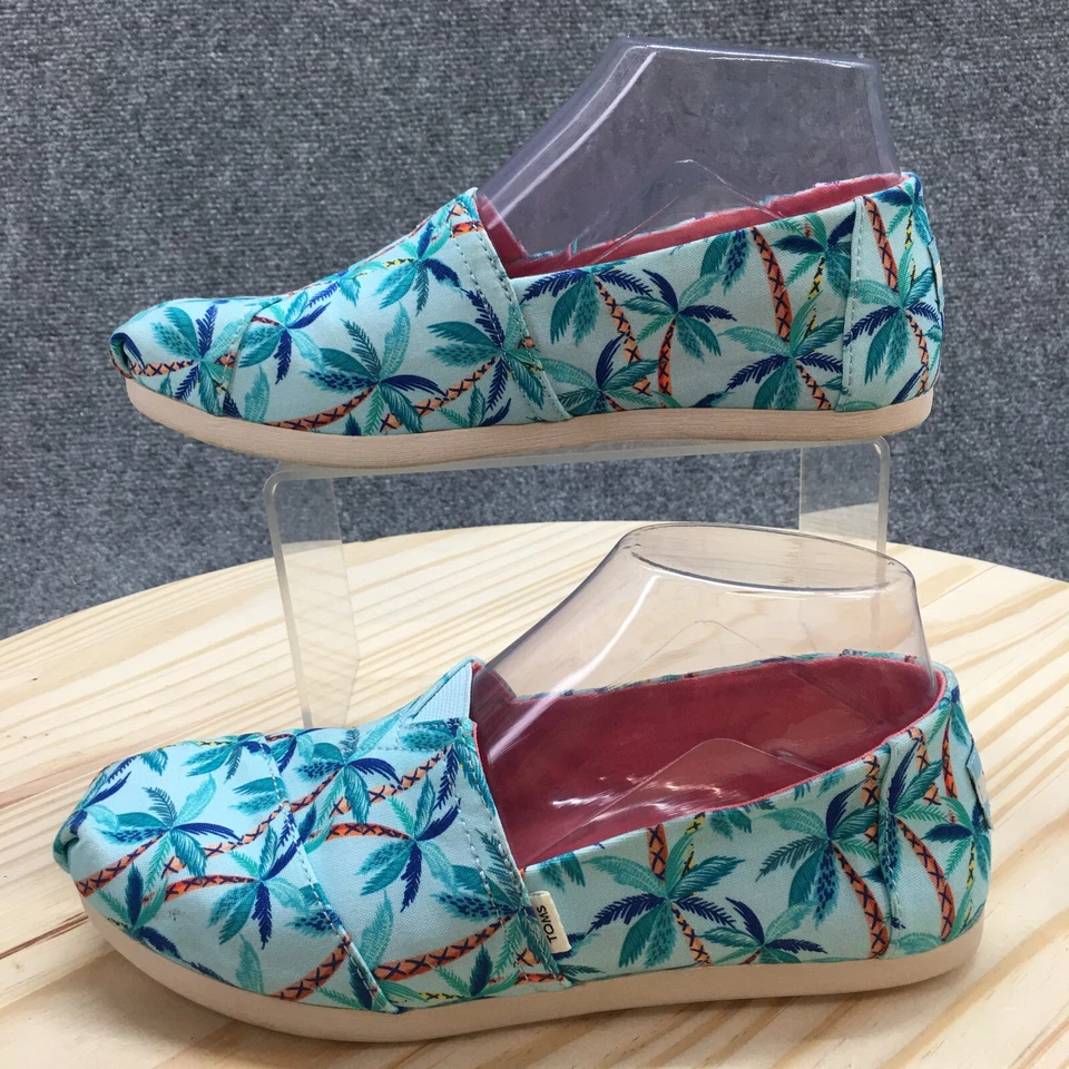 Toms Zapatos Mujer 6.5 Alpargata Sin Cordones Mocasines Planos Multicolor Estampado Palmera Foto 2 de 4