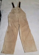 Vintage Carhartt Bibs Mens 46 x 28 Canvas Insulated Double Knee Broken Zipper