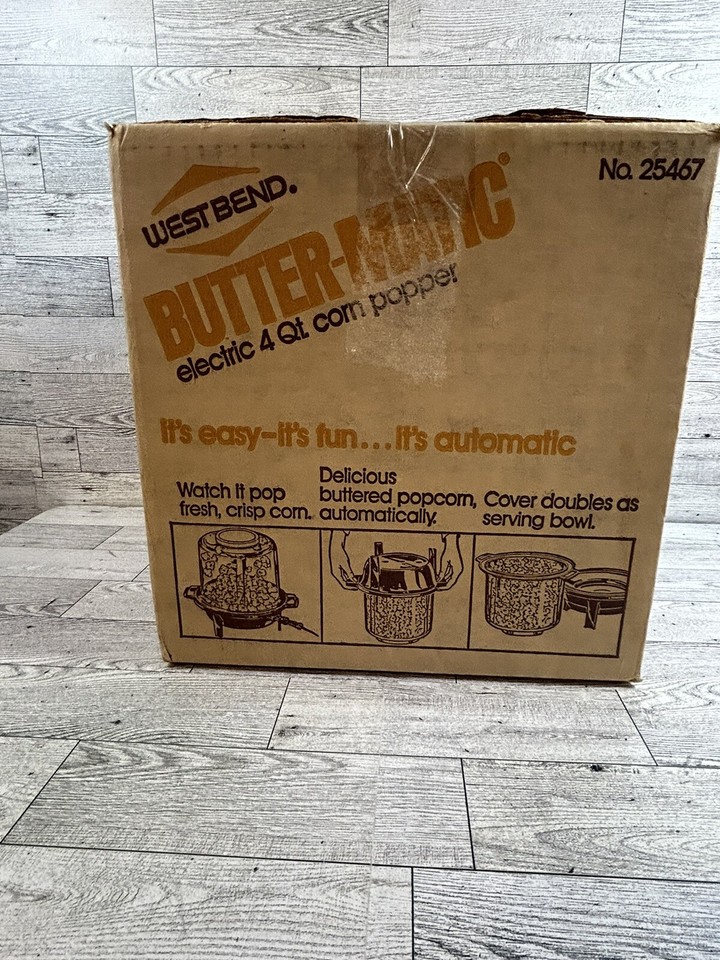 Popper à Maïs Vintage West Bend Butter-Matic II – 4 Quarts – 1982 – Neuf En Boîte