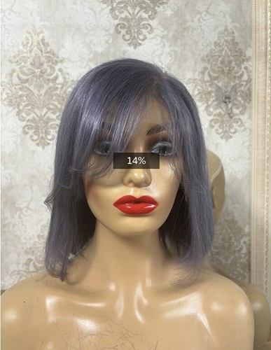 Straight Grey Human Hair Wig With Bangs 13X4 Lace Front Wig for Women Daily Use - Picture 5 of 12