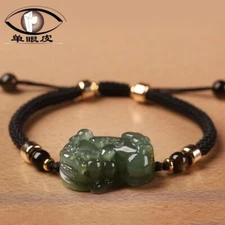 Hotan Jade Hand Carving Money Seeking Couple Little Pi Pixiu Bracelet Hand made