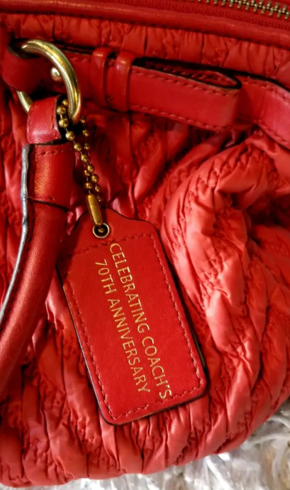 Coach 70th Anniversary Red Quilted Nylon Tote/Satchel Bag | eBay