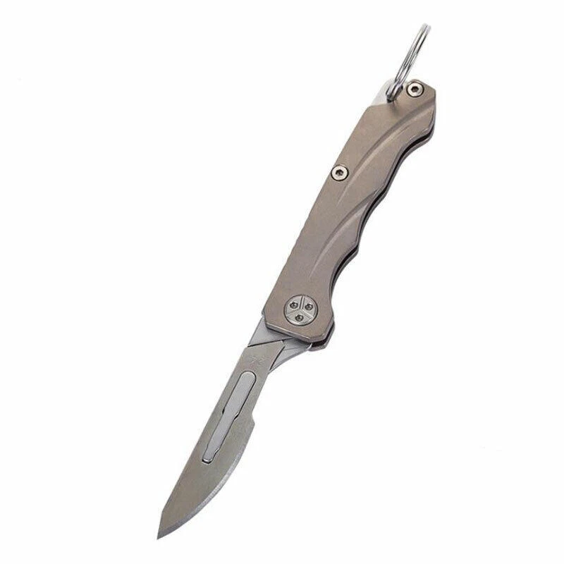TC4 Titanium Utility Knife Scalpel Blade Pocket Folding Knife Outdoor Travel EDC - Image 4 of 4